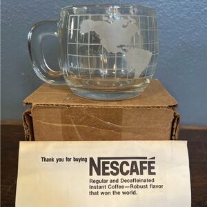 Nestle Nescafé Around the Globe Thick Glass 6oz Coffee Mug - NIB (New Old Stock)
